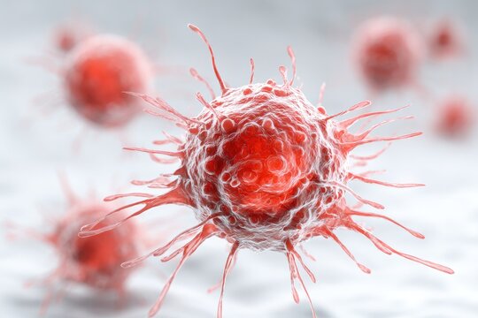 Close-up view of multiple red cancer cells - Powered by Adobe
