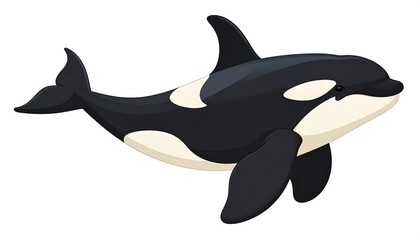 Obraz premium Illustration of a Cartoon Killer Whale or Orca Swimming on White Background