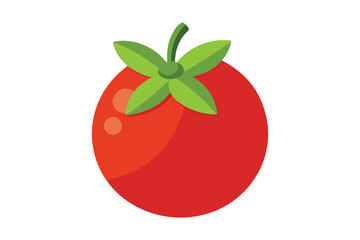 A red tomato with a green stem