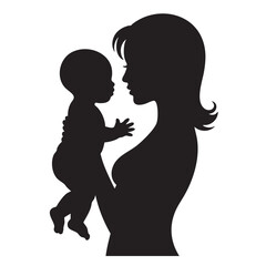 silhouette of a woman carrying a baby