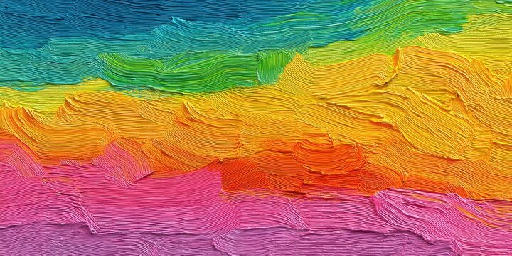Abstract rainbow-hued textured painting
