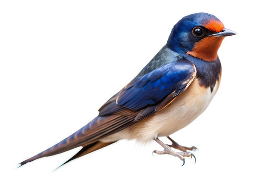 Vibrant barn swallow bird perched, isolated on transparent background