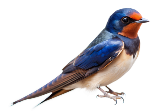 Vibrant barn swallow bird perched, isolated on transparent background - Powered by Adobe