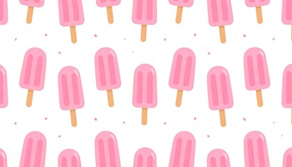 Pink popsicle pattern on white background for summer refreshment