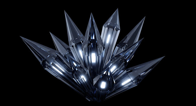 Cluster of Sharp Dark Blue Crystalline Structures with Internal Light mineral shard