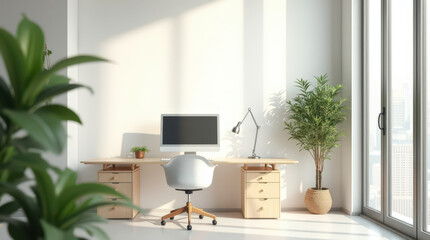 Minimalist workspace with natural light