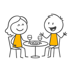 Warm Conversation of Two Happiness-Themed Characters with Wine.