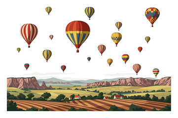 Obraz premium Vintage Hot Air Balloon Festival Vector Illustration
