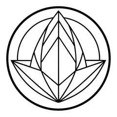 Sacred Geometry Lotus Prism Circle Line Art Vector Illustration White Background