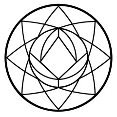 Sacred Geometry Lotus Prism Circle Line Art Vector Illustration White Background
