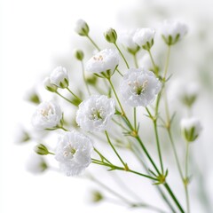 Beautiful sprigs of baby’s breath flowers in a neutral setting perfect for artistic backgrounds or greeting cards