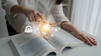 Business management system showing teamwork, productivity, and planning. Management supports goal, management tracks progress, management improves teamwork, and enhances productivity. Latch