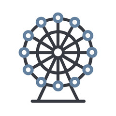 Ferris wheel icon in modern flat design, representing attractions