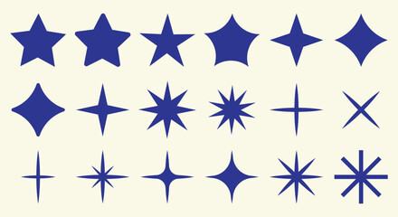 Obraz premium Set of stars, starbursts and sparkles. Vector illustration