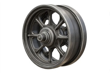 Historic wheel with intricate design showcased in a museum setting during daylight