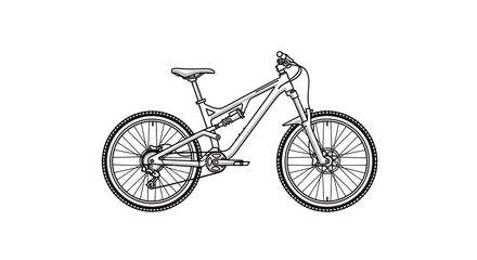 Fototapeta premium Detailed Line Art Illustration of a Mountain Bike.