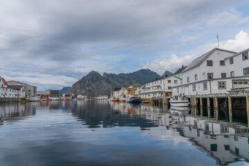 Henningsv&aelig;r harbor, where sea and village life meet