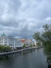 Fototapeta premium houses on the river architecture, river, city, water, europe, building, canal, bridge, sky, travel, cityscape