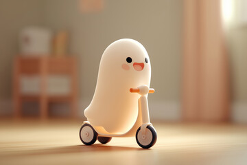 Halloween background with decorative ghost toy. 