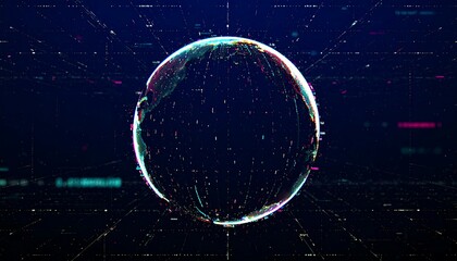 Digital Globe Representing Global Network and Data Processing