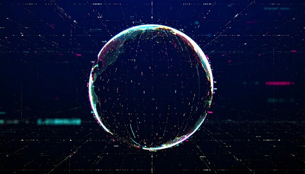 Digital Globe Representing Global Network and Data Processing - Powered by Adobe