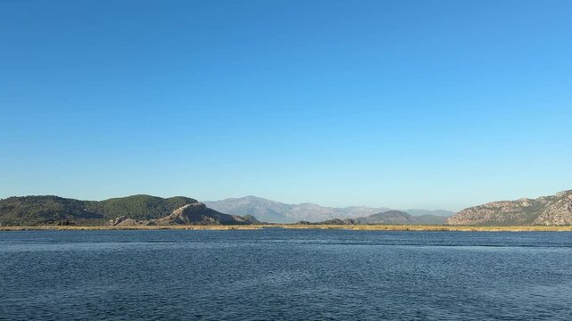 A boat tour among the reeds on the Dalyan River. Ortaca, Muğla