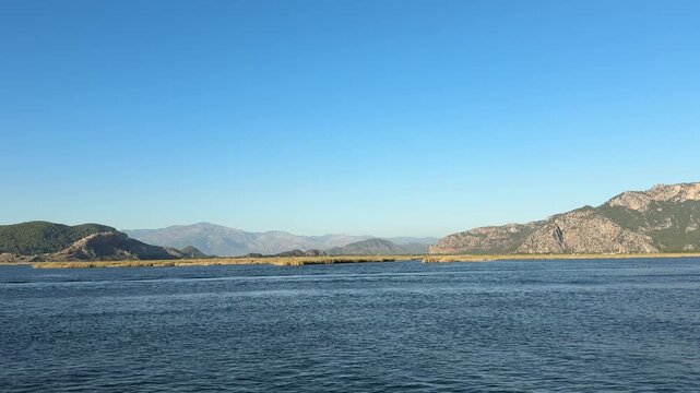 A boat tour among the reeds on the Dalyan River. Ortaca, Muğla