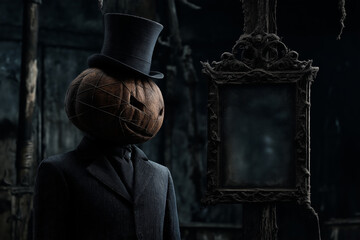 Halloween background with scary man.	 