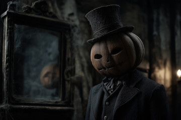  Halloween background with scary man.	