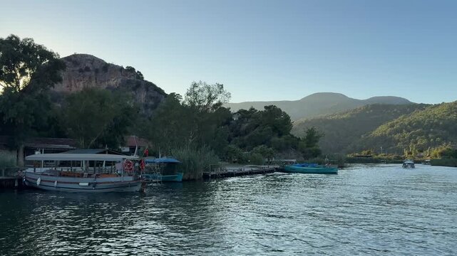 A boat tour among the reeds on the Dalyan River. Ortaca, Muğla