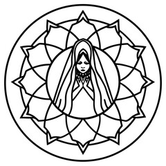 Delicate Mandala Veil Minimalist Vector Illustration