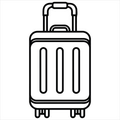 Simple outline drawing of a rolling suitcase with handle


