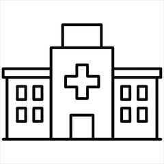 Obraz premium Simple line art icon of a modern hospital building