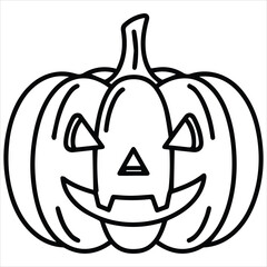 Simple outline drawing of a jack o lantern pumpkin

