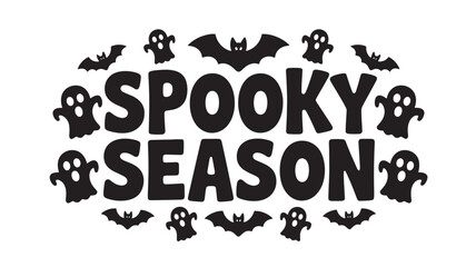 Spooky season vector design with bats and ghosts for Halloween themed graphics and decorations Isolated on White Background