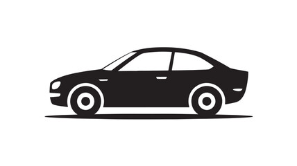Fototapeta premium Black car vector illustration simple flat design Isolated on White Background for web and app design