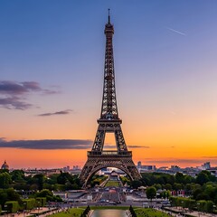 Obraz premium Eiffel Tower at Sunrise in Paris.