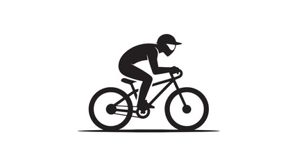 Fototapeta premium Silhouette of a cyclist riding a mountain bike vector illustration Isolated on White Background for sports and recreation designs