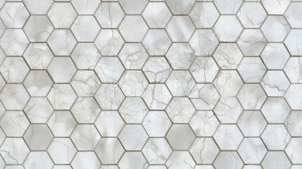 A close-up of a cracked, white, polygonal pattern resembling dried mud rock fractured ceramic surface