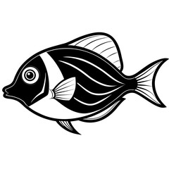 Minimalist Surgeonfish Vector in Line Art Style