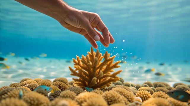 Vibrant Coral in Clear Ocean Highlighting Marine Ecosystem Health and Importance of Ocean Conservation for Natures Future