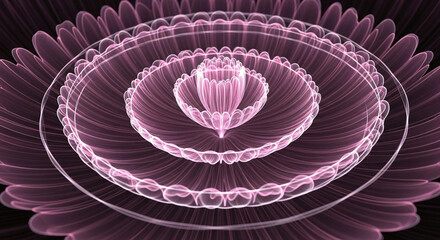mesmerizing multi layered abstract floral fractal pattern in glowing pink and magenta symbolizing meditation spiritual geometry and digital elegance