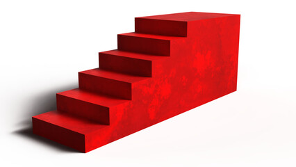 Powerful red staircase ascending to success, symbolizing ambition and achievement on transparent background, PNG, 3D