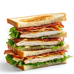 Traditional Deli Club Sandwich on Toasted White Bread