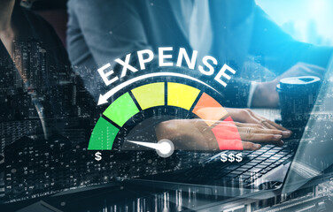 Expense control concept visualizing expense, cost, and spending with emphasis on budgeting, cost...