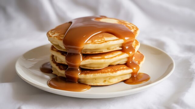 Stack of Pancakes Drizzled with Caramel Sauce