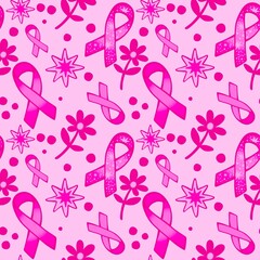 Breast cancer month seamless pink ribbon day mammogram pattern for medical accessories and medicine textiles