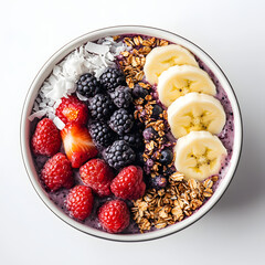 Creamy Acai Bowl with Granola, Banana, and Fresh Berries