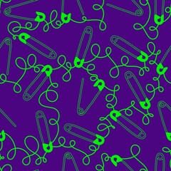 Cartoon sewing seamless buttons and scissors and pins pattern for wrapping paper and fabrics and linens and hobbies