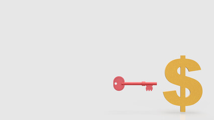 The Red Key and Dollar symbol for Business concept 3d Rendering.